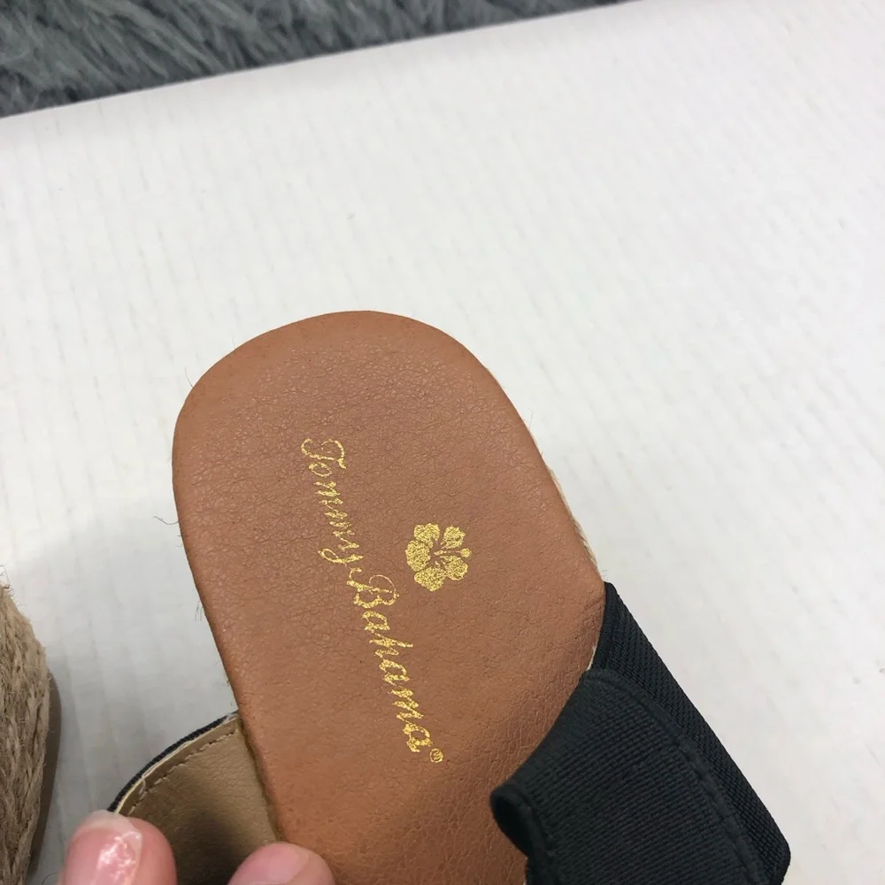 Tommy Bahama Wedges Womens 10 Sakura Elastic Espadrille Sandals Shoes Black